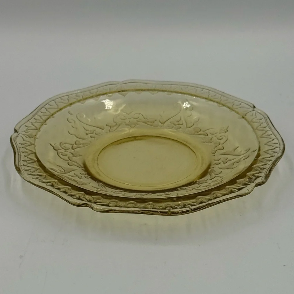Vintage Federal Patrician Spoke Amber Depression Glass Cup and Saucer Set